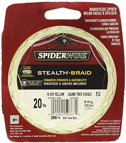 Spiderwire Stealth® Superline, Hi-vis youble, 150lb | 68.0 קג, 1500YD | קו דיג קלוע 1371 מ ', המתאים לסביבות